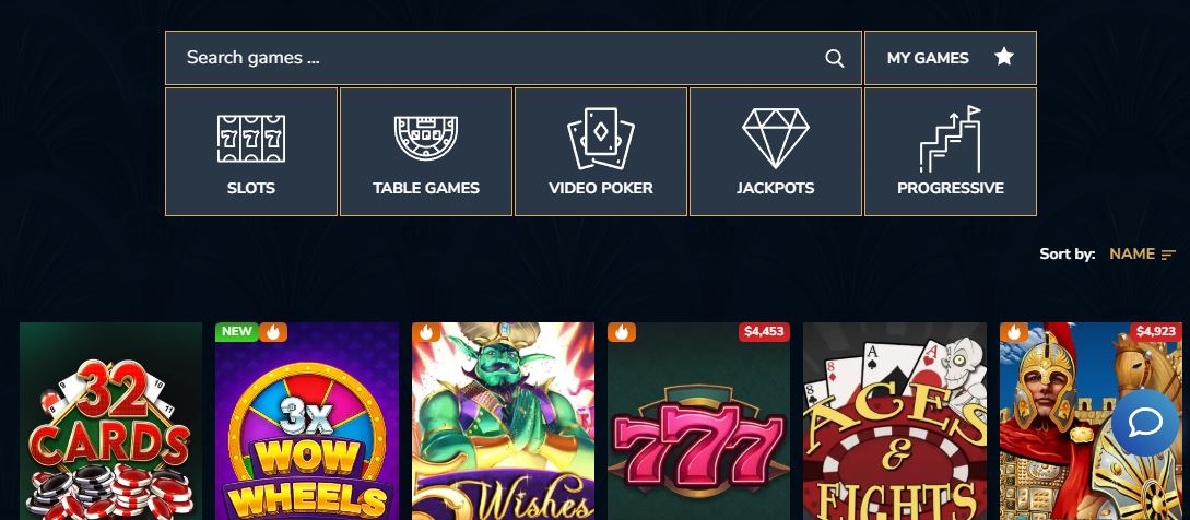 Search for your favourite slots, table games, and jackpots in the game catalog